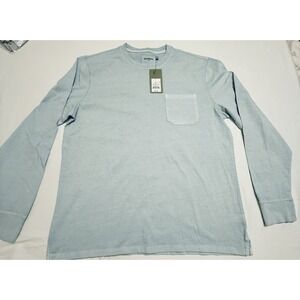 Goodfellow Vintage Wash 100% Cotton Long Sleeve Blue Pocket Tee NWT L